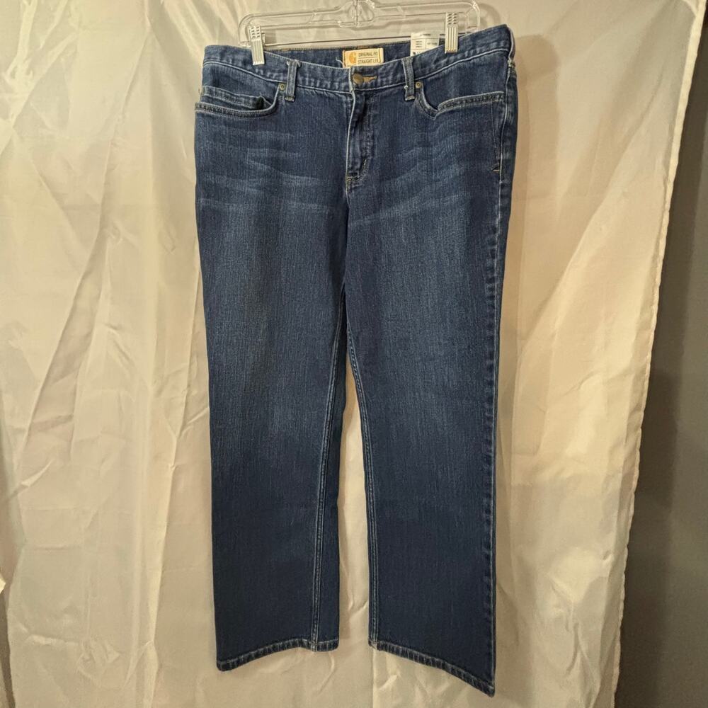 Carhartt Original Fit Straight Leg Jeans Women’s Size 14 Short Blue Denim